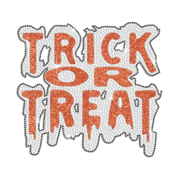 Glittering Trick Or Treat Iron on Rhinestone Transfer Decal