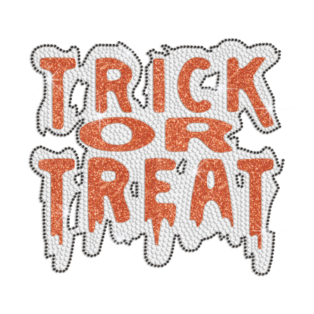 Glittering Trick Or Treat Iron on Rhinestone Transfer Decal