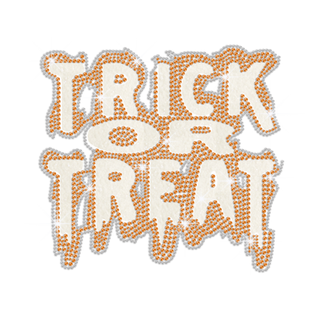 Glittering Trick Or Treat Iron on Rhinestud Transfer Motif