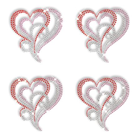 Crystal Heart Hotfix Design Strass Motif