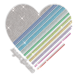 Gradient Color Nailhead Heart Iron on Design