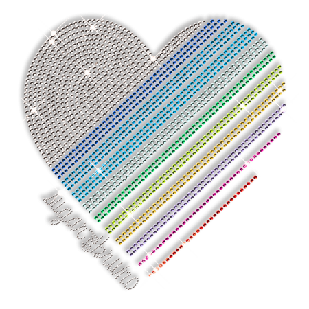 Gradient Color Nailhead Heart Iron on Design