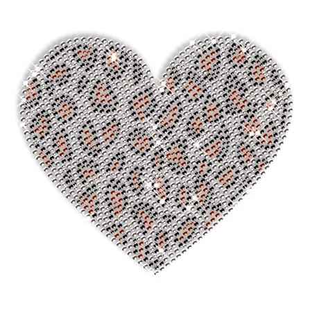 Leopard Pint Heart Image Hotfix Strass Transfer for Clothes
