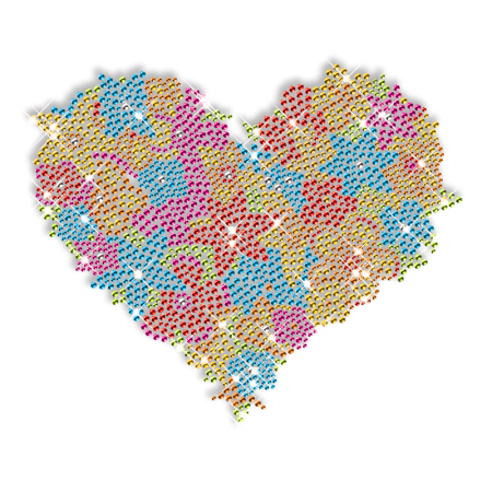 Gorgeous Color Rhinestone Heart Crystal Hotfix Motif
