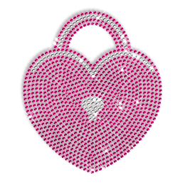 Bling Rhinestone Iron on Heart Lock Motif Pattern