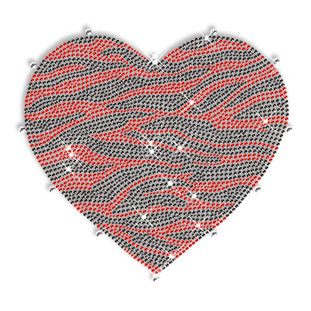 Zebra Print Heart Bling Hotfix Transfer