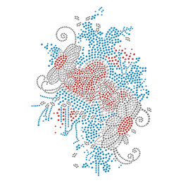 Floral Heart Rhinestone Hot Fix Transfer Pattern