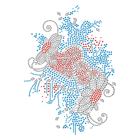 Floral Heart Rhinestone Hot Fix Transfer Pattern