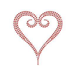 Simple Heart Outline Iron on Motif Rhinestone Design