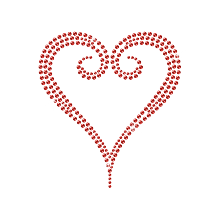 Simple Heart Outline Iron on Motif Rhinestone Design - CSTOWN