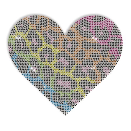 Custom Best Sparkling Spotted Heart in Kinds of Colors Diamante Iron on Transfer Design for Clothes