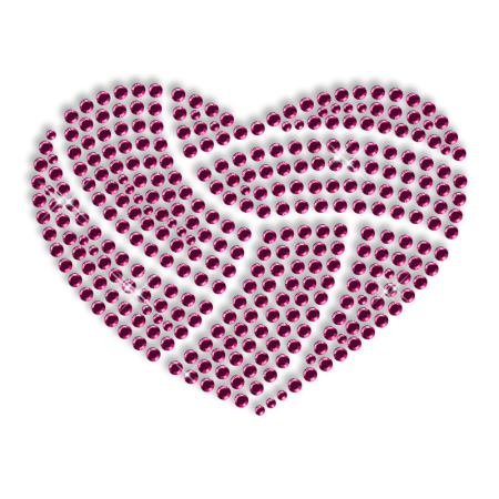 Custom Best Shinning Small Pink Heart Diamante Iron on Transfer Motif for Clothes