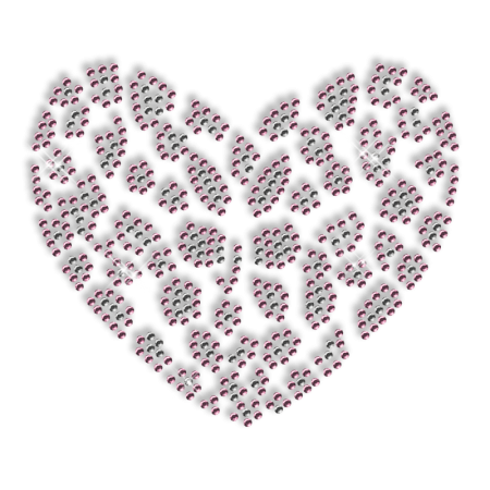 Custom Best Shinning Small Pink Heart Rhinestone Iron on Transfer Motif for Clothes