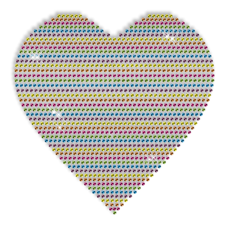 Custom Best Shinning Colorful Heart Rhinestud Iron on Transfer Design for Clothes