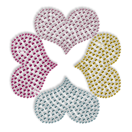 Custom Sparkle Four Hearts in Different Colors Korean Rhinestone Iron on Transfer Design for Clothes