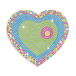 Colorful Heart Rhinestone Iron On Customized Motif