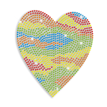 Colorful Heart Rhinestone Hotfix Custom Motif