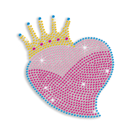 Heart with Crown Hotfix Rhinestud Transfer