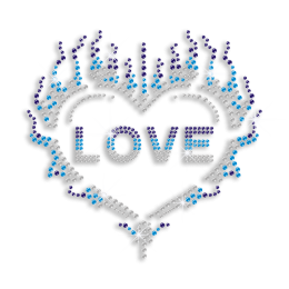 Rhinestone Love Heart Tshirt Iron on Transfer Design