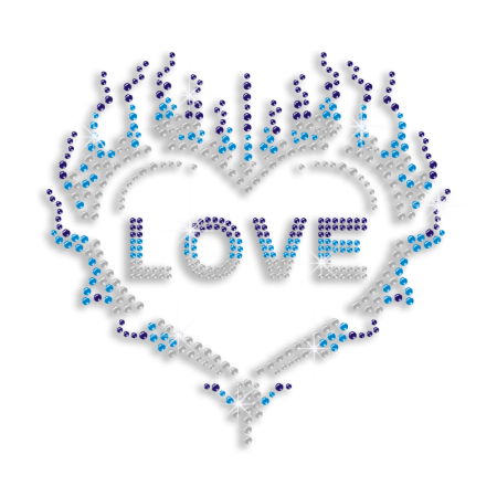 Rhinestone Love Heart Tshirt Iron on Transfer Design