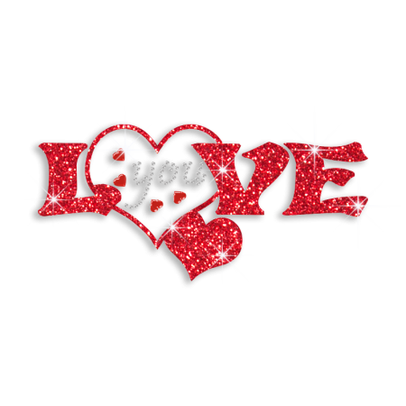 Love You Glitter Iron on Letter Transfer for Clothing