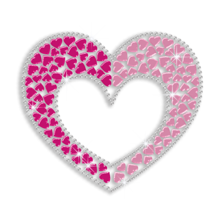 Sweet Pink Heart Nailhead Iron on Motif Design
