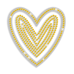 Yellow Heart Shape Iron on Sequin Transfer for Women