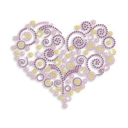 Colorful Heart Shape Rhinestone Transfer for Shirt