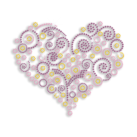 Colorful Heart Shape Rhinestone Transfer for Shirt