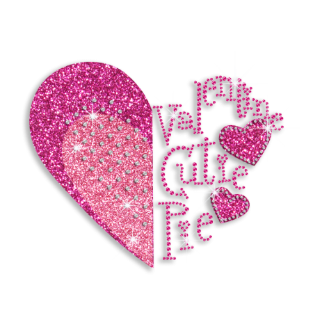 Pink Heart with Letters Iron on Glitter Transfer for Girls