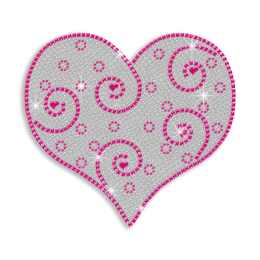 Pink & Crystal Hearts Iron-on Nailhead Rhinestone Transfer