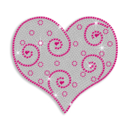 Pink & Crystal Hearts Iron-on Nailhead Rhinestone Transfer