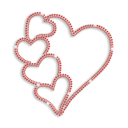 Ruby Heart Graphic Iron-on Rhinestone Transfer