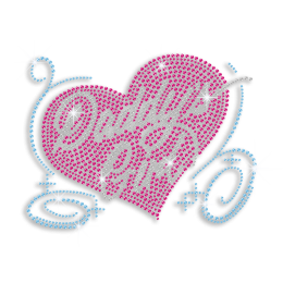 Daddy\'s Girl Pink Heart Iron on Rhinestone Transfer