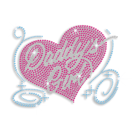 Daddy's Girl Pink Heart Iron on Rhinestone Transfer