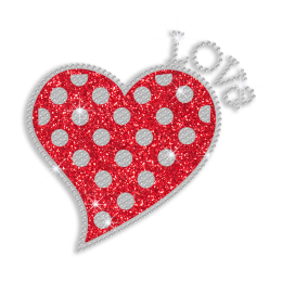 Love Heart Sequin & Glitter Hotfix Transfer