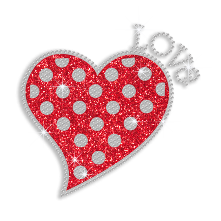 Love Heart Sequin & Glitter Hotfix Transfer