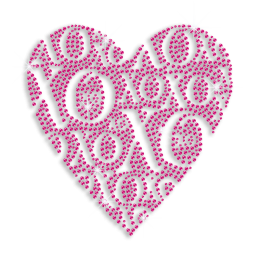 Pink Heart Iron-on Rhinestone Transfer
