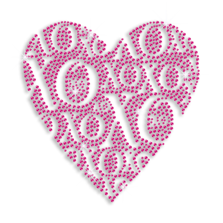 Pink Heart Iron-on Rhinestone Transfer