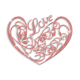 Ruby Love Heart Iron-on Rhinestone Transfer