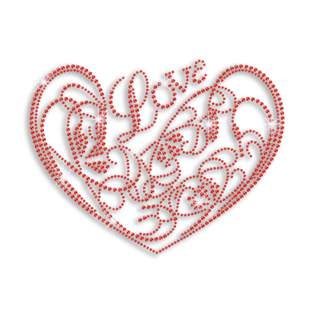 Ruby Love Heart Iron-on Rhinestone Transfer