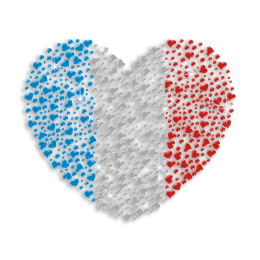 Red White & Blue Heart Iron-on Nailhead Rhinestone Transfer