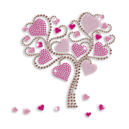 Heat Tree Full of Love Iron-on Nailhead Rhinestone Transfer