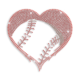 Ruby Softball Fan Heart Iron-on Rhinestone Transfer