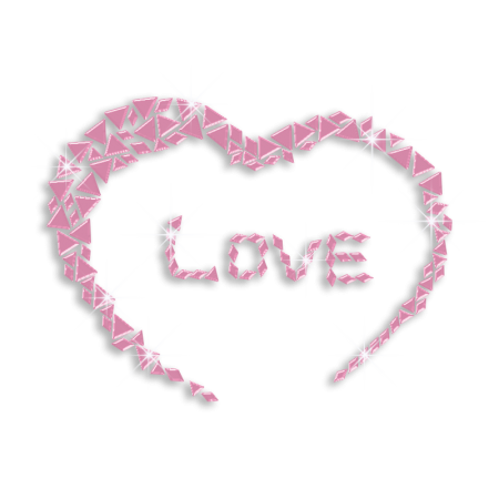 Pink Love Heart Hotfix Nailhead Iron-on Transfer