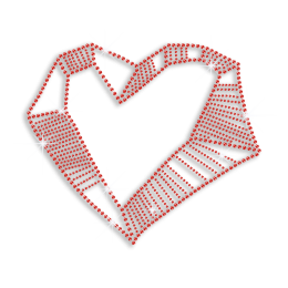 Ruby Stereo Heart Iron on Rhinestone Transfer