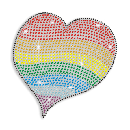 Rainbow Colored Heart Iron-on Rhinestone Transfer