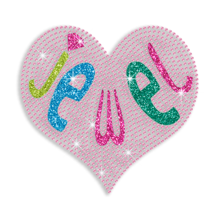 Pretty Bling Jewel Heart Iron-on Rhinestud Transfer