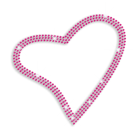Pink Bling Hollowed Heart Iron-on Rhinestone Transfer - CSTOWN