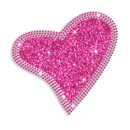 Pink Heart Iron-on Glitter Rhinestone Transfer